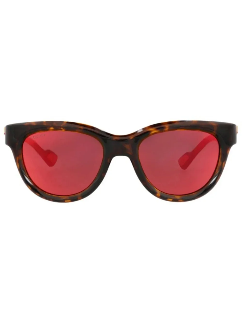 New Gucci Women's Sunglasses Round Oval Injection Frame Mens Havana Havana Red